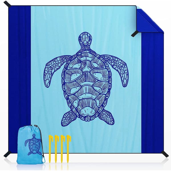 Sandfri Strandteppe 200x210cm Strandhåndkle Vanntett Piknikteppe