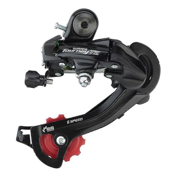 RD-TZ500 Tourney Rear Derailleur, Bracket Included, Red, 6 Speed