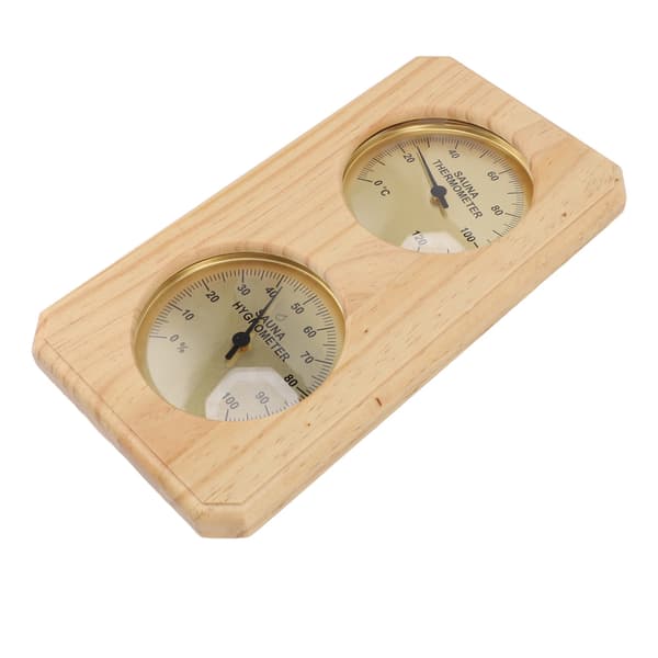 Väggmonterad termometer och hygrometer i trä för bastu, dubbel bordsdisplay, mekanisk termometer och hygrometer för hem och barnrum