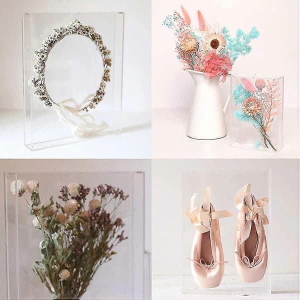 Shadow Box Frame Acrylic Photo Frame DIY Desktop Display Box Fully Transparent Storage Box