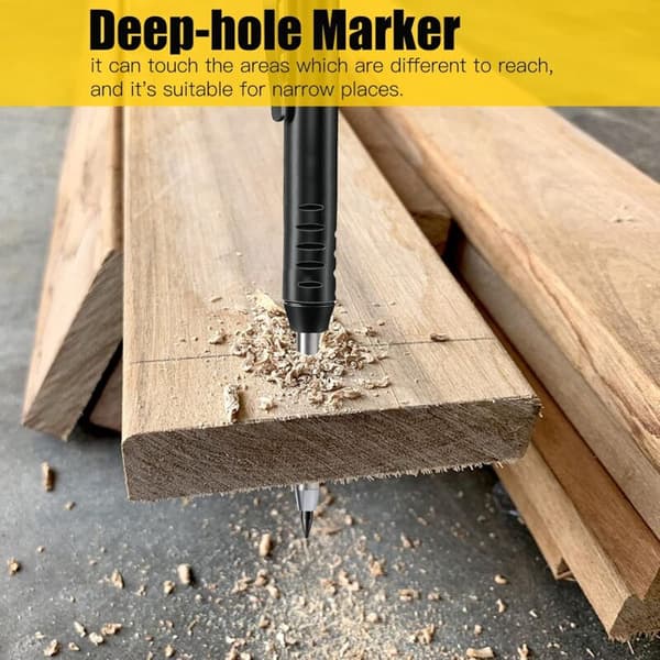 Solid Construction Pencil with Sharpener, Carpenter Pencils for Deep Holes, Marking Tool for Glass, Ceramics, Hardened Steel, Wood