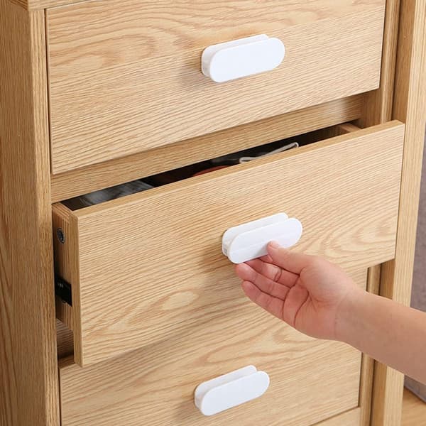 Self-adhesive sliding door handle, 2 pieces white, no drilling, for cabinet and drawer