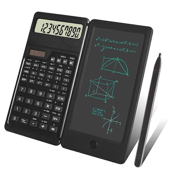 Scientific Calculators, 12-Digit LCD Desktop Calculator with Notepad, Solar Cells and Battery