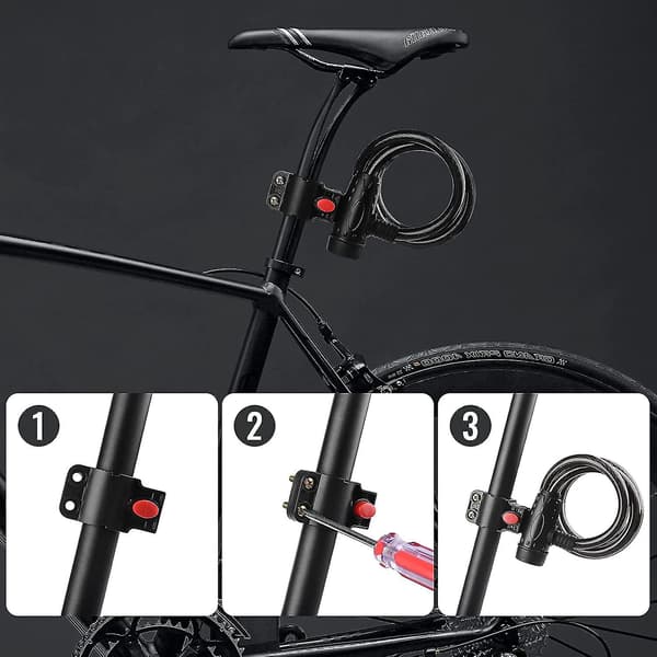 Bike Lock Cable, [High Security] Heavy Duty 12mm Thick Bicycle Lock with 2 Keys