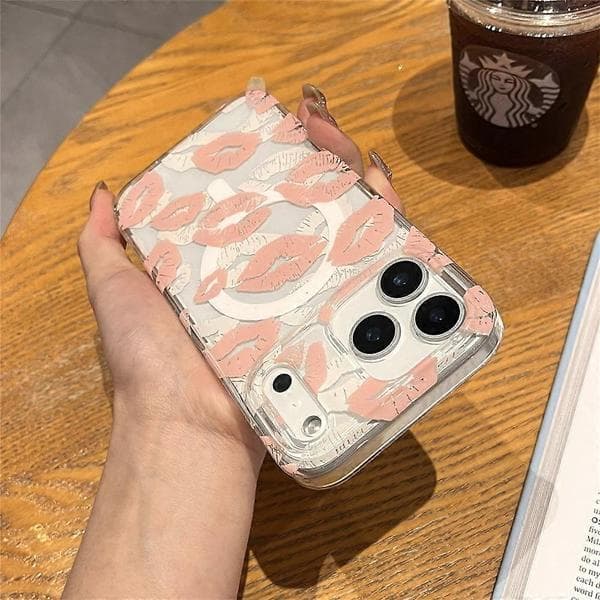 Practical and Beautiful Case for iPhone 17 Pro Compatible with MagSafe IMD Lip Print Pattern TPU PC Phone Back Cover