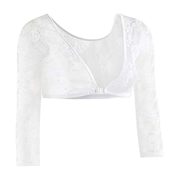 Vintage Klänning Dam Långärmad Blommig Spetskofta Bolero Slim Spetsjacka Toppar