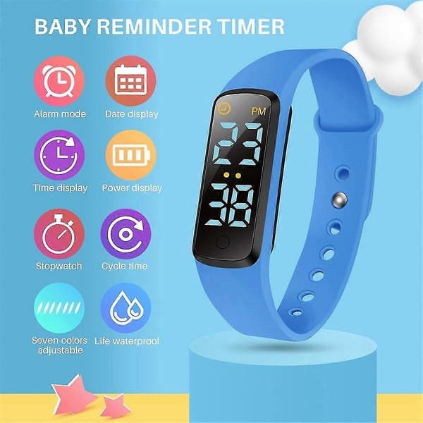 Potträning Klocka Vattentålig Baby Påminnelse Timer Urinal Tränare för Barn LED Display 9 Loop Låt Blå