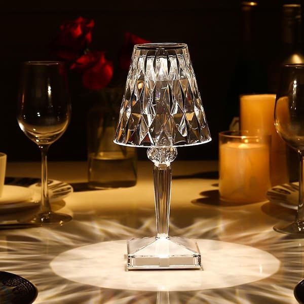 3 farver Diamant Bordlampe Krystal LED Bar Bordlampe Genopladelig Touch Sensor Dæmpbar Sengelampe Til