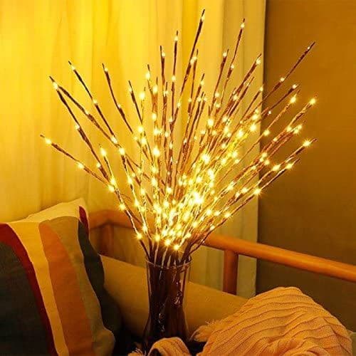 Lysende grene / Dekorative grene brune med 20 LED
