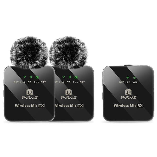 PULUZ 2 TX + 1 RX Trådlös Lavalier-mikrofon (Svart)