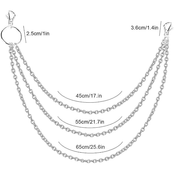 Pocket Chain 3 Layer Hip Chain Hiphop Chain Silver (JS)