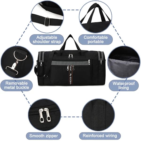 Large Spacious Foldable Portable Travel Bag, Long and Short Duffel Bag Waterproof