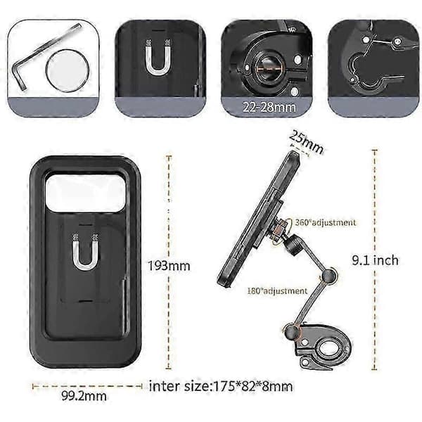 Universal Waterproof Bicycle Motorcycle Phone Holder for Samsung iPhone Xiaomi Mobile Phone Handlebar Mount Stand 360 Adjustable Touch Screen Cover