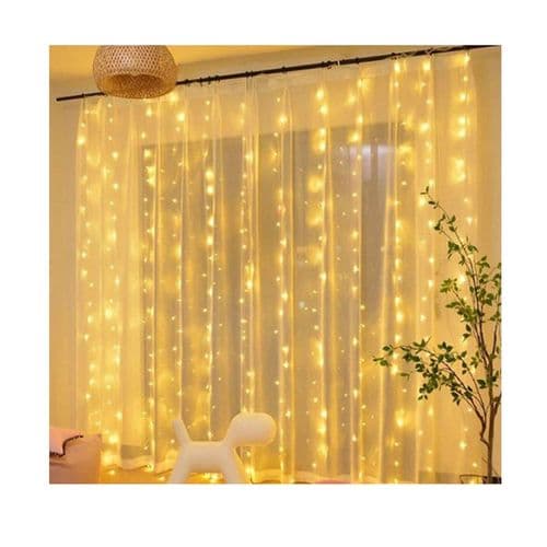 LED-valoverho, 3m x 2m 200 LED-USB-valoverho, 8 tilaa