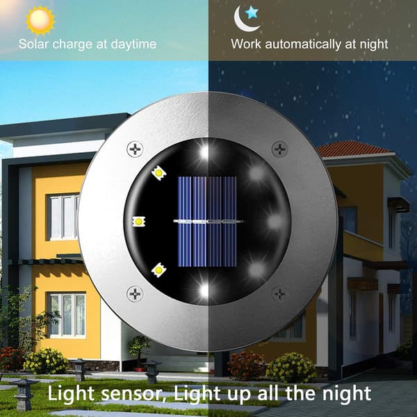 Solcellelampe til udendørs brug, 8 LED-punkter Solcellelampe til have Vandtæt IP65
