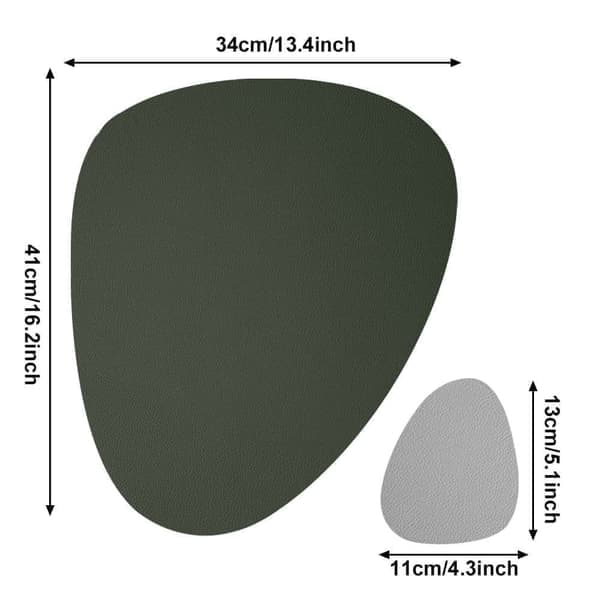 4-pack Faux Leather Placemats - Waterproof, Non-slip and Easy to Wipe, Double-sided Table Mats