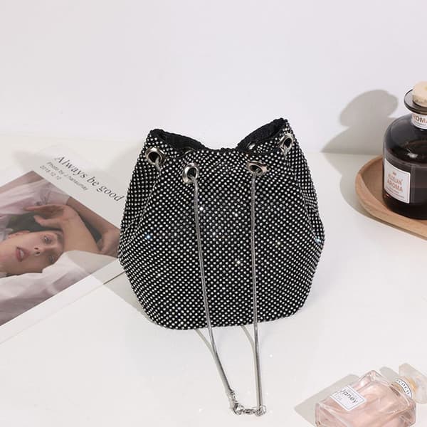 Mode Dame Brudepige Dame Pige Bryllupsaften Clutch Taske Sort