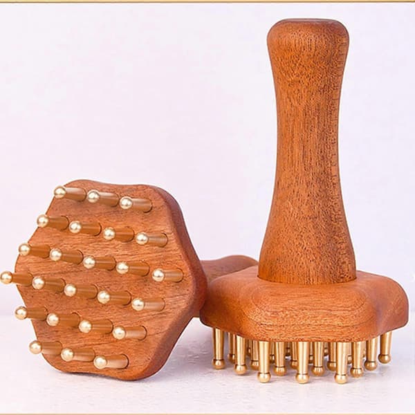 Mässing Meridian Borste, Ergonomiskt Massageverktyg, Professionell Skrubbkam