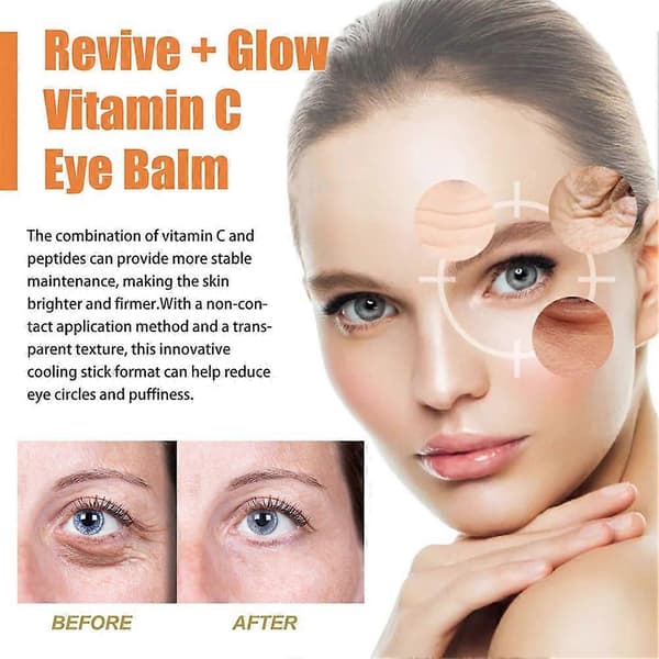 2-pack C-vitamin ögonkrämsbalsam för mörka ringar och svullnader, återfuktande anti-aging ögonstift