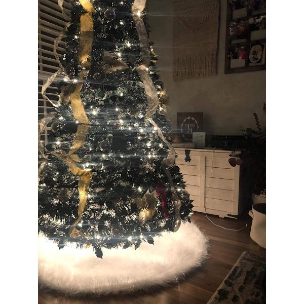 Juletreteppe, plysj hvitt snøteppe, 152 cm, 60 tommer