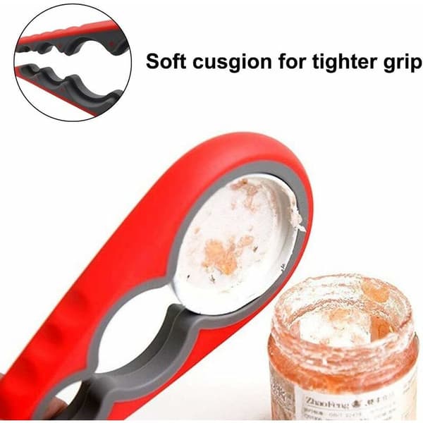 Manual Can Opener 2-pack Rubber 4-in-1 Multi-size Bottle Opener (Red, Blue)