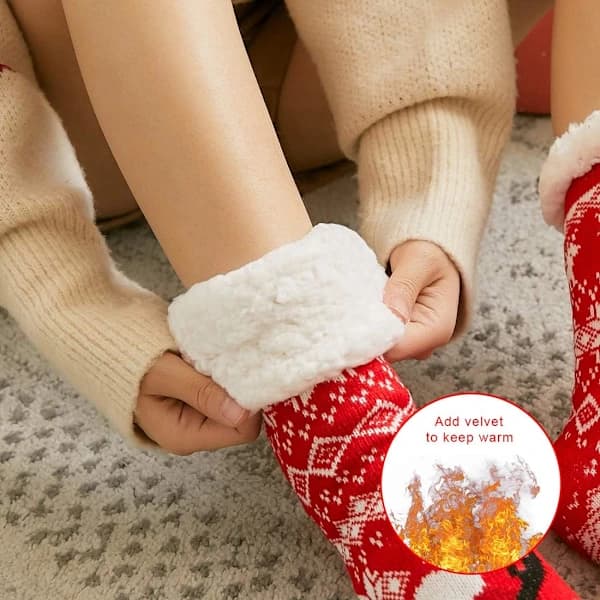 Women's Socks Women's Thick Wool Socks Non-Slip Home Socks Slippers, One Size (35-42)