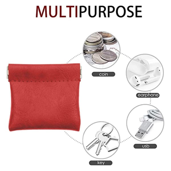 Leather Wallet for Men and Women with Clasp Coin Compartment, Red