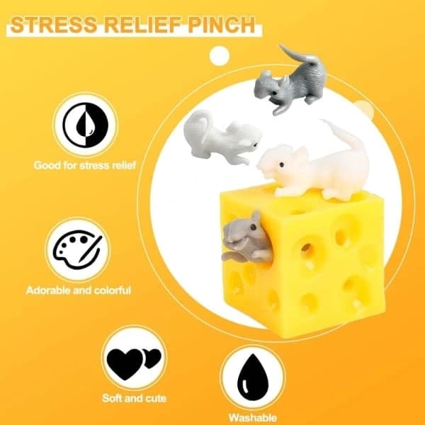 3-pakning Klem Ost Fidget Leker Gummi Simulert Ost Stress Angst Sensorisk[co]