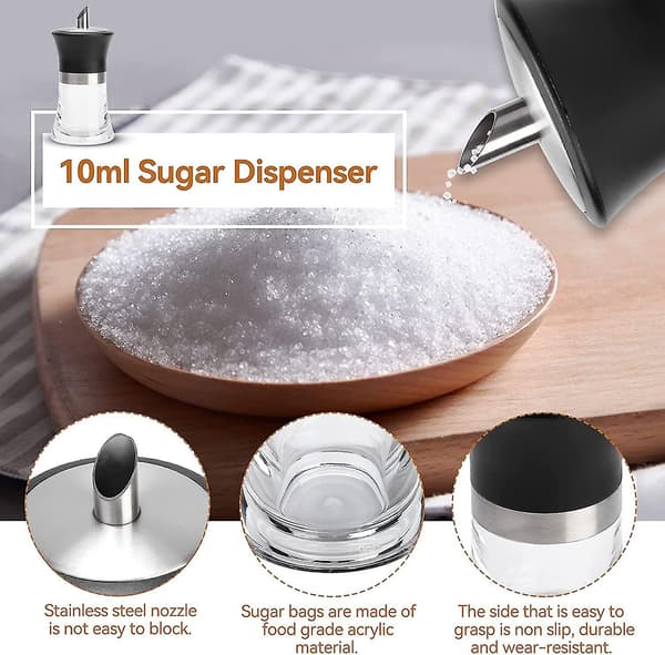 Sukkerdispenser, sukkerbeholder, krydderoppbevaringsbeholder, 100 ml