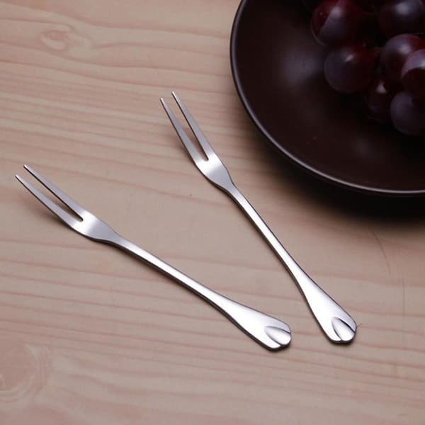 Minigaffel i rustfritt stål, frukt- og dessertgaffel (12 stk)