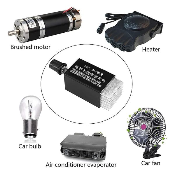 1 stk Motorhastighedsregulator DC 12V/24V 10A Motorhastighedscontroller til Bil Lastbil Ventilator Varmelegeme Co