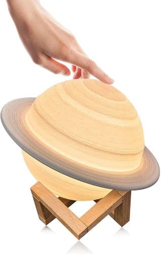 Moon lamp 3D night light dimmable, Papasbox 15cm LED Saturn lamp with
