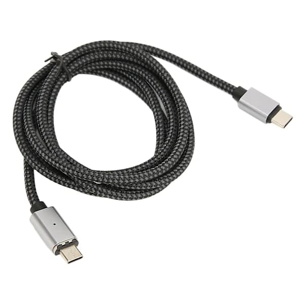 USB C Magnetisk Ladekabel - 1,5m, PD 100W Hurtiglading, 480Mbps, Rett Kabel med LED-lys