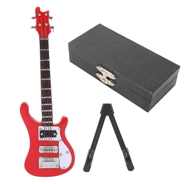 Miniature Træ Simulation Elguitar Model Musikinstrument Ornament Gaver Rød