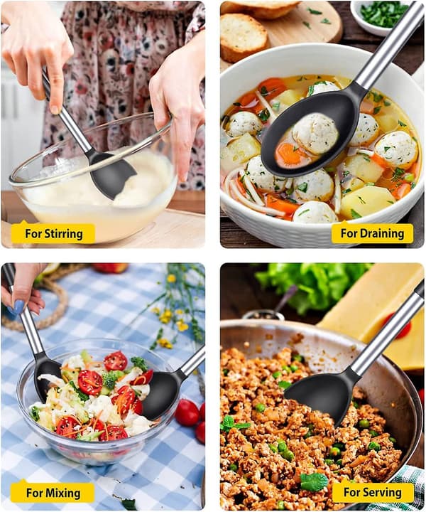 Set of 2 Silicone Kitchen Utensils, Heat Resistant, Non-Stick
