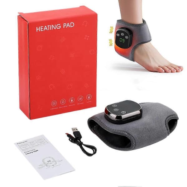 Elektrisk fod- og ankelmassageapparat med varme, vibration og luftkompression til smertelindring Grå Grey