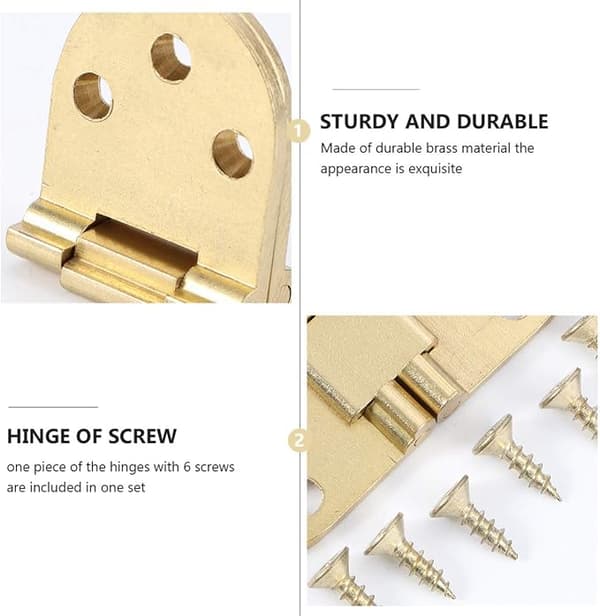 Brass Hinge with Screws for Folding Tables, Cabinet Doors, Furniture