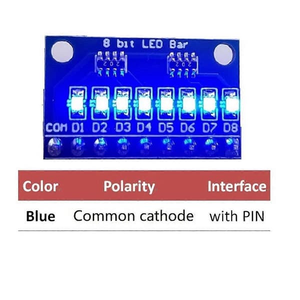 1 stk 3,3V 5V 8 Bit Blå Felles Katode LED Indikator Modul DIY Kit for NANO 4 Nodemcu V3