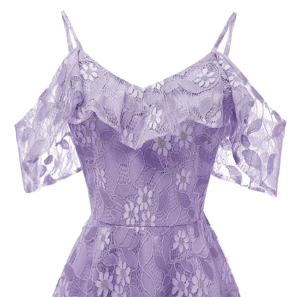 Formell klänning för kvinnor, bröllopsfest, spetsklänning LILA-1 S PURPLE-1 S