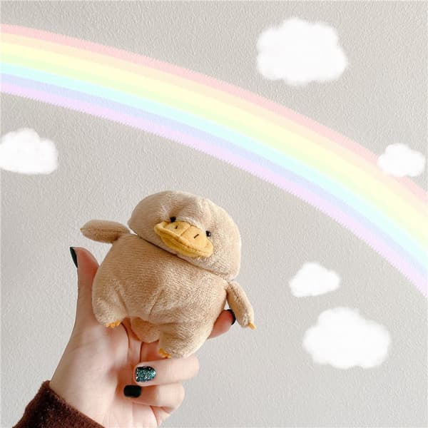 New Plush Autumn and Winter Cute Duck Headphone Case for Apple