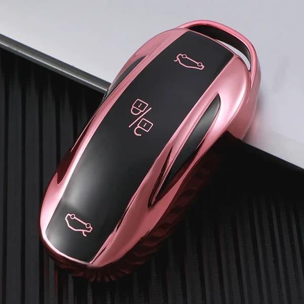 TPU-skal til Tesla Model 3 Model X Model S Model Y Nøglebeskyttelse Rosa pink til model 3 pink for model 3