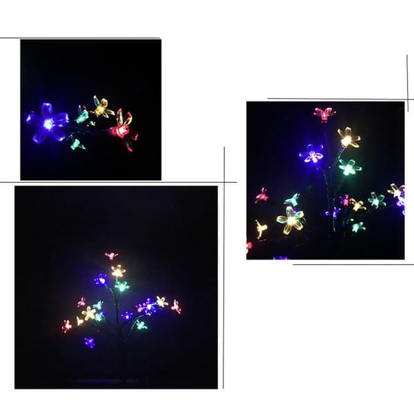 2 stk. solcellelamper udendørs dekoration, solcellelamper til haven, flerfarvede solcellelamper, 20 LED kirsebærblomstlygter