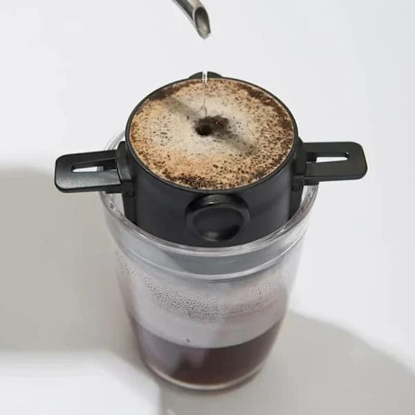 Bærbart sammenklappeligt kaffefilter i rustfrit stål, drypbakke til kaffe og te, tragtkurv, genanvendelig tekande, kaffedrypper (1 stk)