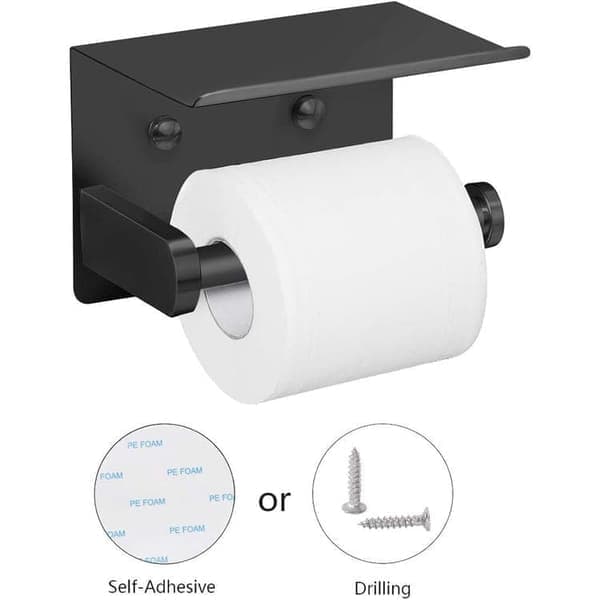Toiletpapirholder med Hylde i Rustfrit Stål – Vægmonteret