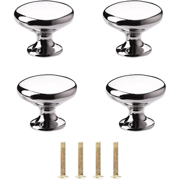 4X Polished Chrome Cabinet Hardware Round Mushroom Door Knobs