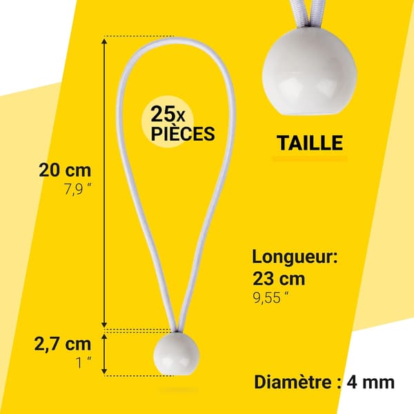 Bungee-narut palloilla - 25 x 15 cm pakkaus Universal Bungee-narut w