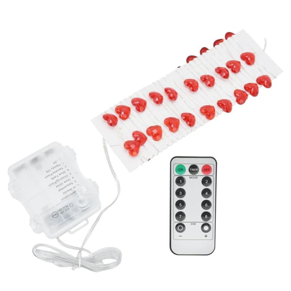 Hjerteformede 30 LED-lyslenker, 3 m lang kobbertrådslys for KLB