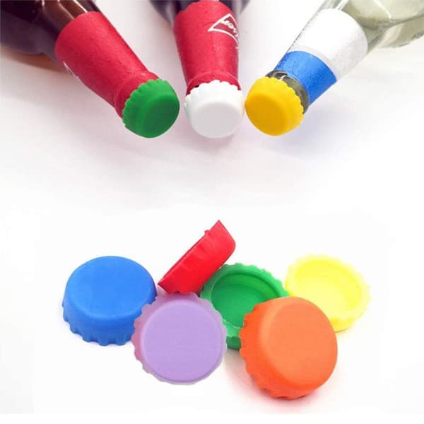Silicone Wine Stopper Corks for Beer 6 Pieces Round Soft Rubber Corks Wine Stopper Corks Cool Beer Stopper Corks for Kitchen