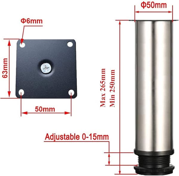 4 Justerbara Ben 250mm Höjd Kraftiga Skåpsben Bordsben Fu