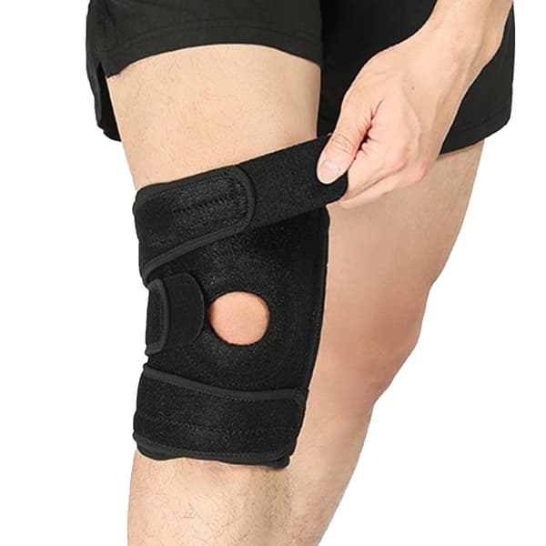 Meniscus Protective Knee Pads Black Free Size Non-Slip Adjustable Knee Brace for Cycling